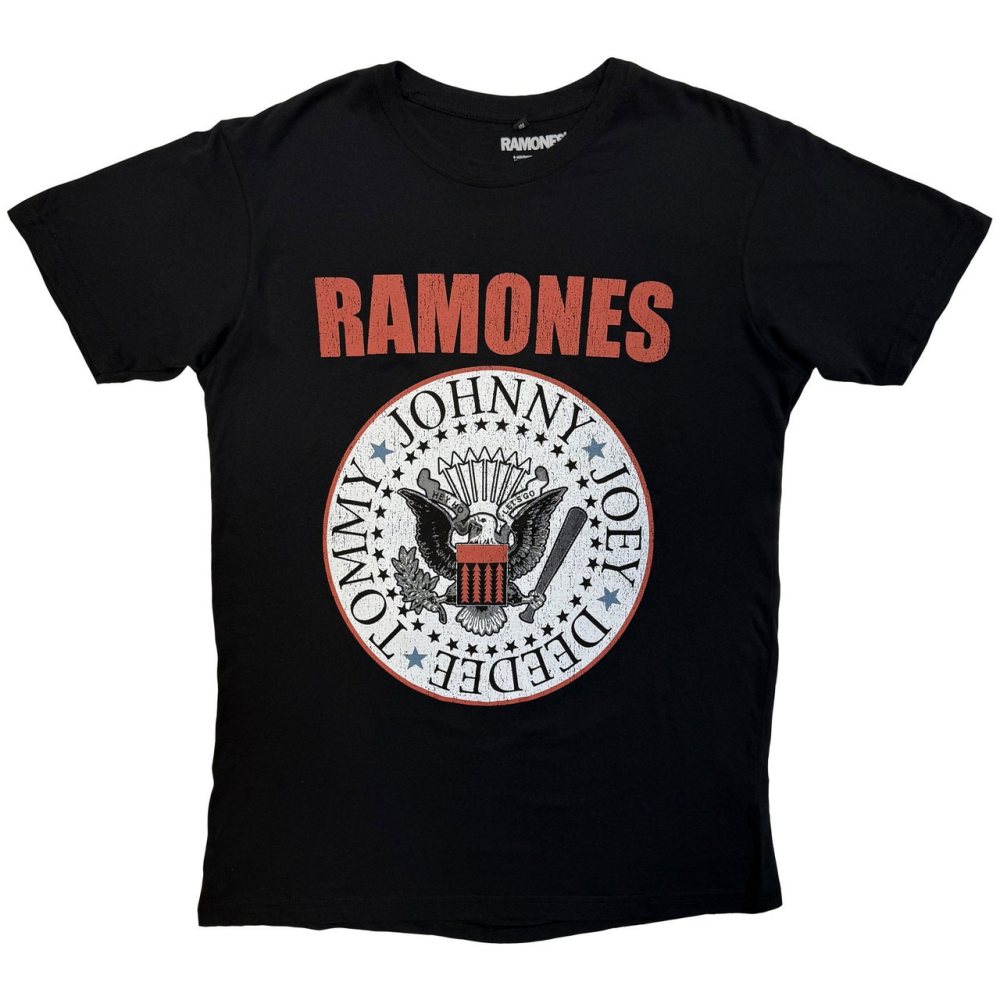 Ramones - Hey Ho Red Block Text Herren TShirt - Schwarz